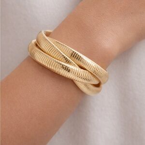 NEW Triple Infinity Gold Cobra Bangle Bracelet | Tubogas Style